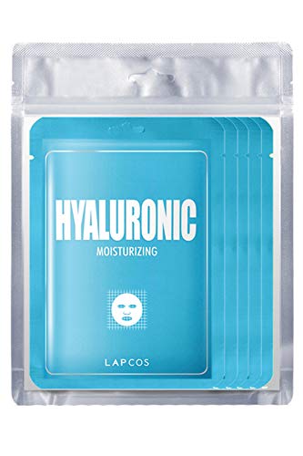 LAPCOS Derma Hyaluronic Acid Sheet Mask - Moisturizing & Hydrating Face Mask with Althaea Flower Extract for Dull, Dry Skin - Breathable, Lightweight TMF-Cell Sheet - Korean Skin Care (Pack of 5)