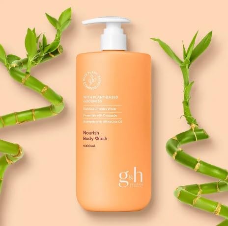 GH Nourish Family Size Shower Gel – Bamboo Complex Water, Olive-Derived Ceramide & White Chia Oil – Creamy, Moisturizing Body Wash – 33.8 fl oz (1000 ml)
