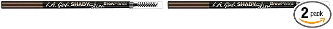 L.A. Girl Shady Slim Brow Pencil, Warm Brown GB355 (Pack of 2)