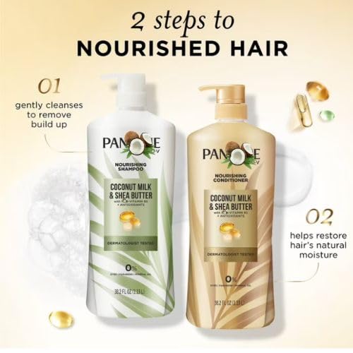 Coconut Milk & Shea Butter SHAMPOO & CONDITIONER SET 38.2 fl oz bottle each- Sulfate-Free Duo for Curly, Wavy & Dry Hair - Frizz Control, Shine & Softness for Textured Hair