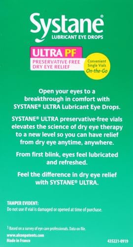 Systane Ultra Preservative Free Lubricant Eye Drops, 60 Count, Fast-Acting Dry Eye Relief from Irritation & Dryness, Hydrating Eye Drops for Extended Protection, Single-Use Vials (Pack of 2)