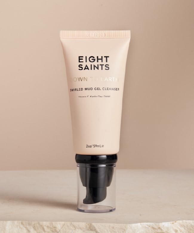 Eight Saints Down To Earth Mud Gel Face Wash, Gentle & Effective Anti Aging Cleanser, Makeup Remover, Nourishing & Hydrating Cleanser, with Vitamin C, Kaolin Clay, & Ylang Ylang Flower Oil, 2 oz
