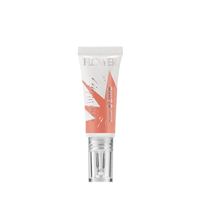 FLOWER Beauty Liquid Blush Makeup Bomb Color Drops -Silky Lightweight Formula + Gel Cream Blush for Cheeks - Radiant + Glossy Finish - Buildable + Lightweight Formula - Cruelty-Free + Vegan (Pinched)