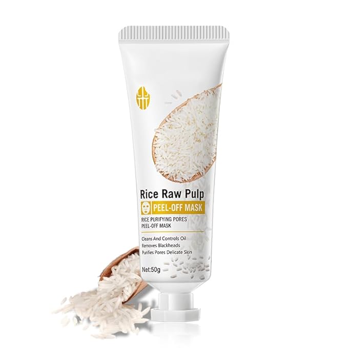 Rice Raw Pulp Peel-Off Facial Mask, Moisturizing, Clean & Control Oil, Gently Remove Blackheads Tear-Off Peel off Lifting Face Mask, Deep Nourishment & Pore Tightening for All Skin Types