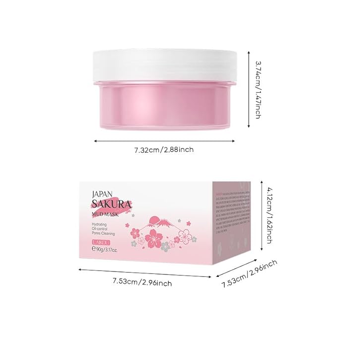 AKARY Sakura Clay Facial Mud Mask Deep Cleanse, Natural Skin Care Mask for Pore Cleansing, Oil Control, Reduce Acne, Skin Moisturizing, Smoothes Fine Lines, Pore Minimizer