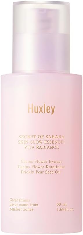 Huxley Secret of Sahara Skin Glow Essence Vita Radiance, 3% Niacinamide Face Serum, Korean Skincare Essence for Dewy Glow, Glass Skin Finish | 50ml / 1.69 fl. oz.