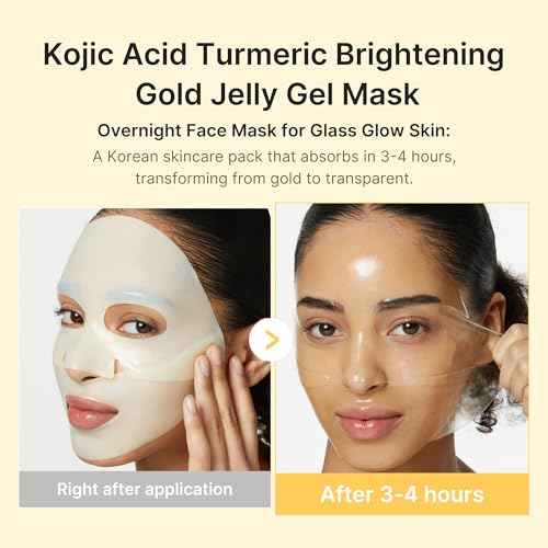 medicube Color-Changing Jelly Mask Set For Uneven Skin Tone & Radiant Glow: Salmon DNA PDRN pink collagen jelly gel mask (4ea) and Kojic Acid Turmeric Brightening Gold Jelly Gel Mask (4ea)