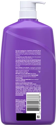 Aussie Miracle Moist with Avocado & Jojoba Oil, Paraben Free Conditioner, 26.2 fl oz (Pack of 2)