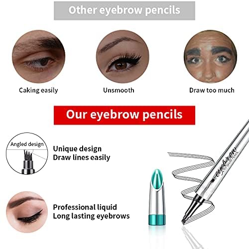 Eyebrow Pencil Eyebrow Microblading Pen - Eye Makeup Eyebrow Pen Micro 4 Point Brow Lift & Snatch Microblading Long-Lasting Waterproof Natural Eyebrow Hair (03 Red Brown)