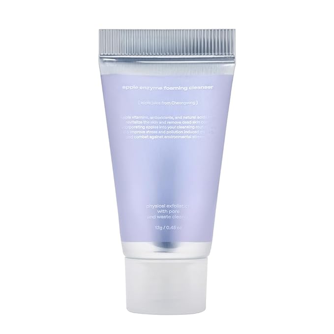 glow mini apple enzyme foaming cleanser | natural rice powder scrub for mild exfoliation | slightly alkaline formula for deep pore cleansing | enriched with lipase & polyphenols | 0.5 oz