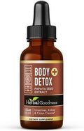 Herbal Goodness Body Detox & Colon Cleanse Liquid Drops - Gut Health Support for Bloating Relief, Digestion & Immune System - Natural Papaya Seed Blood Cleanser & Waste Elimination Supplement - 1oz