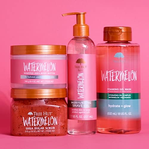 Tree Hut Watermelon Foaming Gel Wash, Hydrating & Moisturizing Body Wash with Shea Butter & Nourishing Essential Oils, Daily Cleanser for Soft Smooth Skin, 18 fl oz