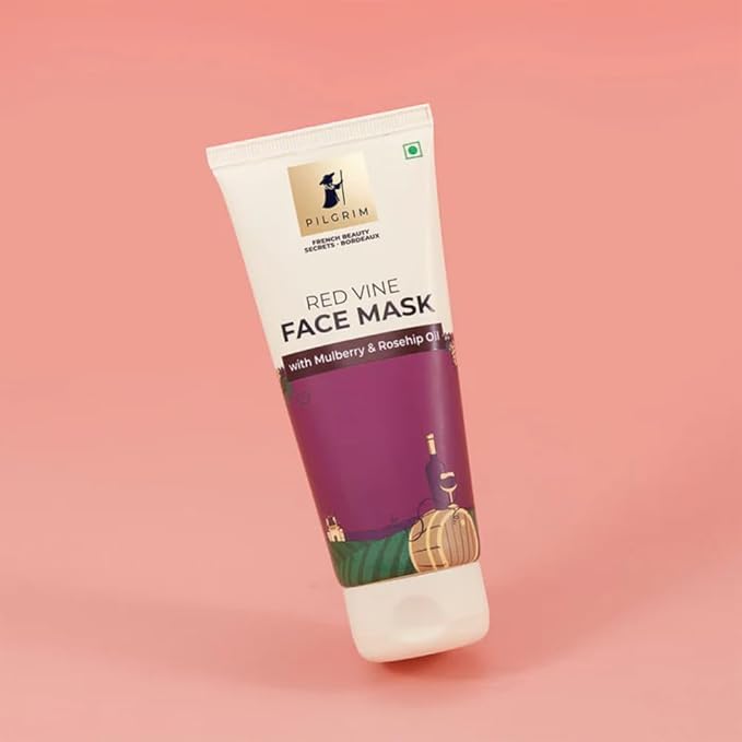 Pilgrim Red Vine Face Mask with Mulberry & Rosehip Oil | Wash-Off Mask for Clear, Smooth & Radiant Skin | Hydrating Formula for All Skin Types | Vegan & Cruelty-Free | 3.53 Oz (100g)