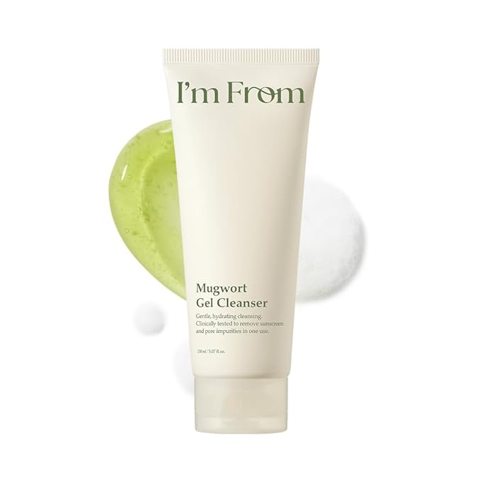 I'm from Mugwort Gel Cleanser 150ml, Mugwort 60%, Calming, Soothing, Mild low pH Korean Face Wash for Sensitive Skin, Irritated Skin, Herbal, Hypoallergenic, Vegan