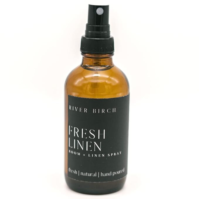 River Birch Fresh Linen Scented Linen and Room Spray | Home Fragrance | 4 oz Glass Amber Bottle | Luxury Signature Scent | Handmade in Texas