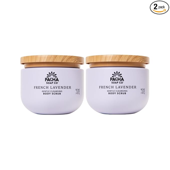 Pacha Soap Co. Whipped Cleansing Scrub, French Lavender - Premium, Handcrafted, Exfoliating Soap Scrub with Pumice for Face & Body, Soothing Essential Oils, Clean Ingredients 2-Pack (15 oz Each)
