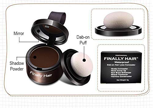 Finally Hair Powder Hair Loss Concealer, Hairline Creator, Eye Brow Enhancer, Beard Filler (Pure White, Unscented)