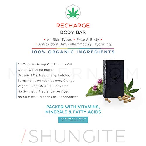 Modern ŌM Shungite Recharge Bar Soap | Vegan, Non-GMO Soap for All Skin Types Face and Body | Made In U.S.A (1 Count (Pack of 2))