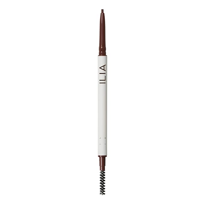ILIA - In Full Micro-Tip Brow Pencil with Spoolie | Buildable Pigment, Fade-Resistant | Safe for Sensitive Eyes, Fragrance + Silicone-Free | Non-Toxic, Vegan, Cruelty-Free, Clean Makeup (Auburn Brown)