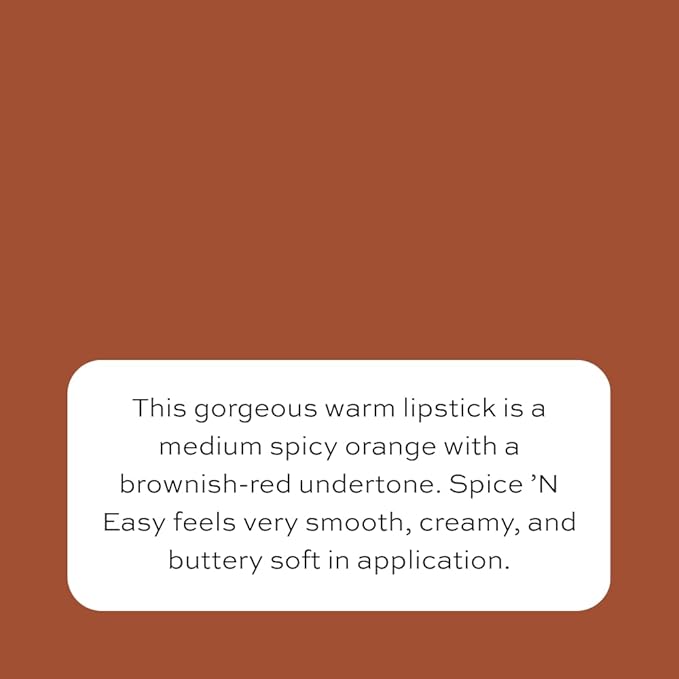 Red Apple Full Body Lipstick for Women - Vegan Gluten Free Organic Lipstick - Creamy Lip Color, Nourishing Lip Makeup w Vitamin E - WARM ORANGE BROWN SHADE - SPICE 'N EASY