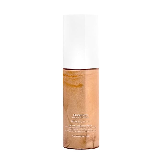 Palladio Body Shimmer Gel, Lightweight Water-Based Body Glow with Aloe, Hyaluronic Acid, Vitamin E & Panthenol, Buildable Radiant Shimmer, Vegan, Gluten-Free, Cruelty-Free (Golden Beach)