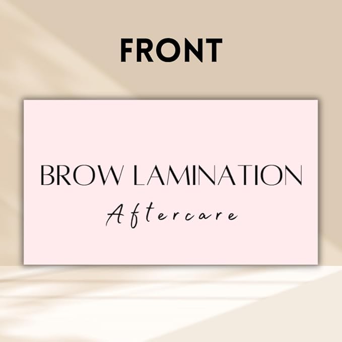 Brow Lamination Aftercare Card | 50 Pack | 2x3.5 Inch Card Size | Brow Lift and Tint, Simple Design with Illustration & Instruction