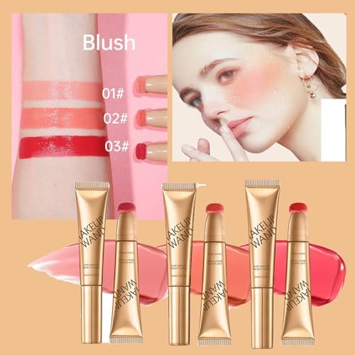 Contour Wand & Blush Wands Duo - Blush, 2 In 1 Liquid Contours Duo for Women with Applicator, Cream Beauty Stick Makeup (Blush02+Wand02)