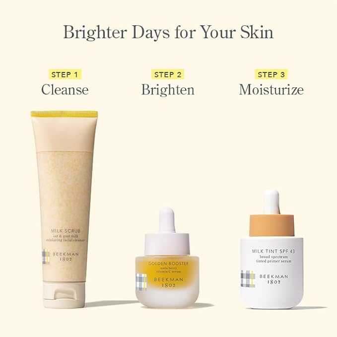 Beekman 1802 Golden Booster Amla Berry Face Serum – Vitamin C Alternative Brightening Serum – Helps Even Tone & Reduce the Look of Dark Spots – Sensitive Skin Safe – 0.5 fl oz