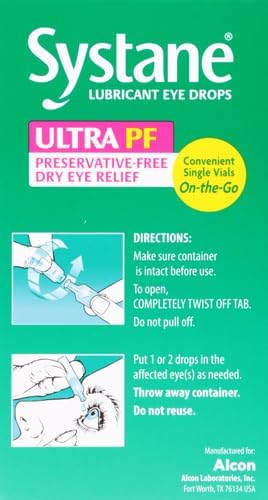 Systane Ultra Preservative Free Lubricant Eye Drops, 60 Count, Fast-Acting Dry Eye Relief from Irritation & Dryness, Hydrating Eye Drops for Extended Protection, Single-Use Vials (Pack of 2)