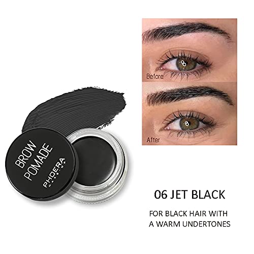 Eyebrow Pomade,Gel Professional Makeup Eyebrow Color,Matte Waterproof Brow Pomade For Long-Lasting Results,Vegan, Cruelty-Free Eyebrow Color that Fills and Shapes Brows(6#Jet Black)