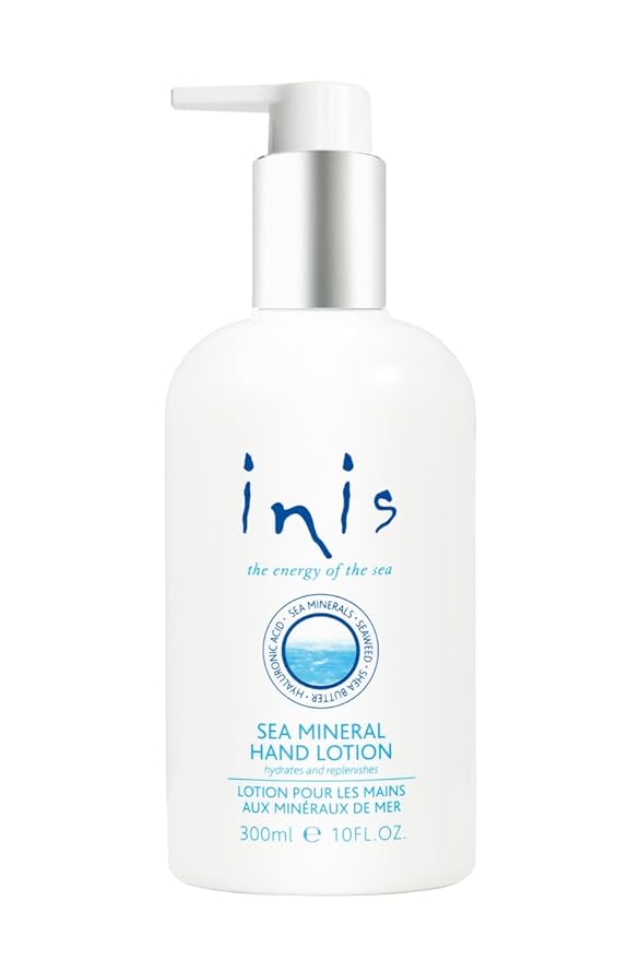 Inis the Energy of the Sea - Sea Mineral Hand Lotion for Women and Men, Lightweight Sink Side Hand Moisturizer with Seaweed, Shea Butter and Hyaluronic Acid, Clean Ocean Fresh Scent, 10 fl oz