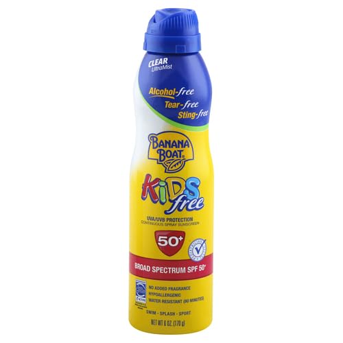 Banana Boat Kids Sunscreen Spray, Alcohol Free, Tear Free, Sting Free, Broad Spectrum SPF 50, 6oz.