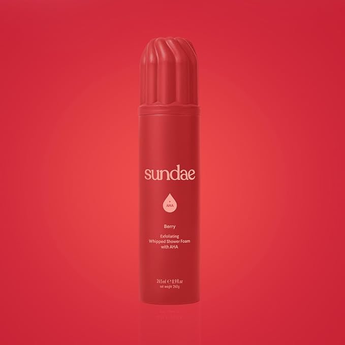 sundae Exfoliating Whipped Shower Foam Berry Foaming Body Wash with Glycolic Acid (AHA) for Clogged Pores 8.9 fl oz, 265ml