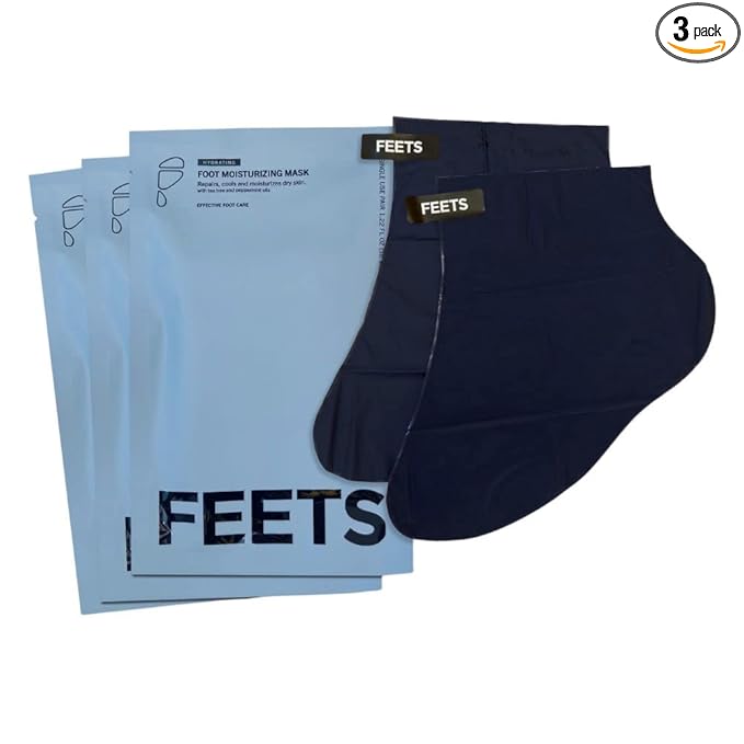 FEETS Hydrating Foot Mask with Tea Tree and Peppermint (3-Pack) | Perfect for Men and Women | Deeply Moisturizes Full Foot and Heel | Ultra Hydrating | Soften Calluses, Nourish Heels, and Cool Feel