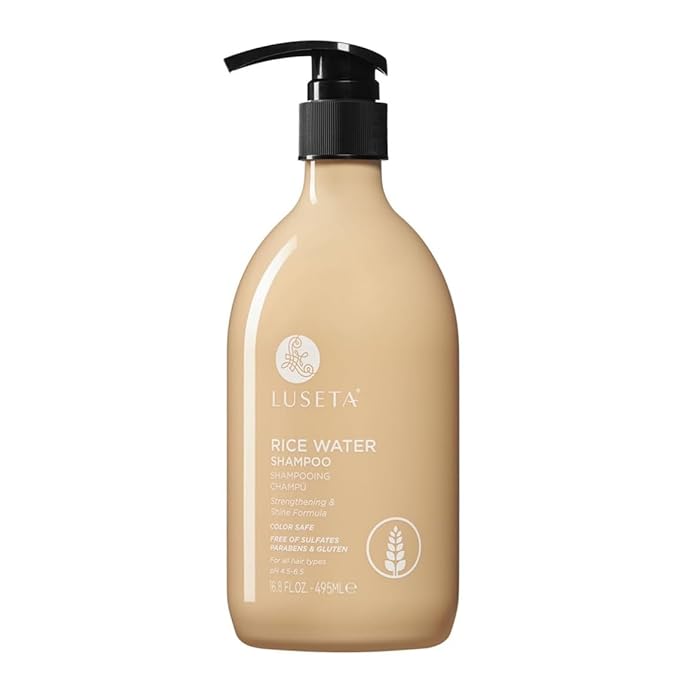LUSETA Rice Water Shampoo for Hair Growth and Strengthening, Hydrating & Nourishing Shampoo for Dry Damaged Hair, Frizz Control & Shine for All Hair Types, 16.8 fl oz