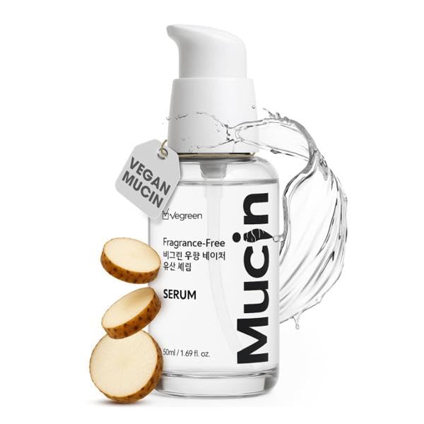 VEGREEN Vegan Nature Mucin Serum with 63% Wild Yam Phyto Mucin & Peptides - Korean Skincare for Barrier Repair & Intense Hydration - Non-Sticky, Cruelty-Free Soothing Face Serum, 1.69 fl oz