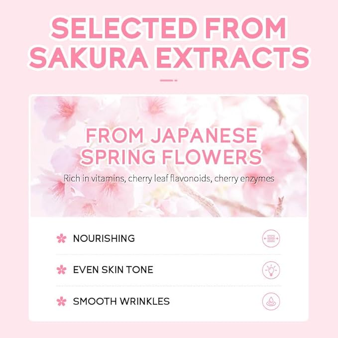 AKARY Sakura Clay Facial Mud Mask Deep Cleanse, Natural Skin Care Mask for Pore Cleansing, Oil Control, Reduce Acne, Skin Moisturizing, Smoothes Fine Lines, Pore Minimizer