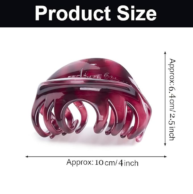 Premium Hair Claw Clips For Thick Hair, Strong Holding Power Claw Hair Clamps Delicate Hair Grip for Women and Girls (Wine Red - 1pcs)