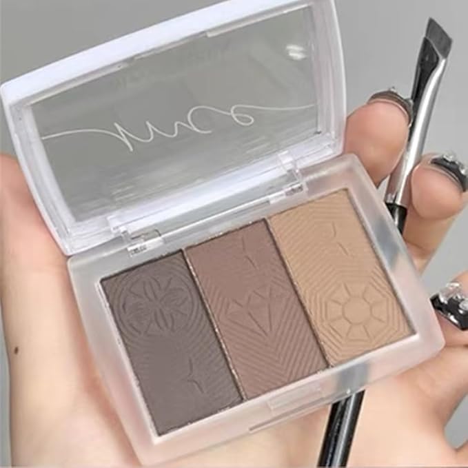 Eyebrow Powder Makeup Set - 3-Color Eyebrow Palette, Long-Lasting Eyebrows, Dark/Light Brown Eyebrow Powder, Fills and Shapes Perfect Brows for Women