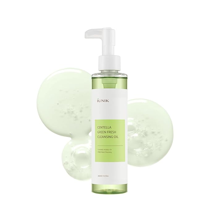 IUNIK Centella Green Fresh Cleansing Oil – Centella Asiatica Gentle Oil Cleanser for Pore & Sebum Control, Makeup & Sunscreen Removal, Korean Skincare, 200ml / 6.7 fl oz
