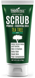 TheraTree Tea Tree Oil Exfoliating Body Scrub - Deep Cleansing Foot & Body Charcoal Scrub with Peppermint, Spearmint & Neem - Soothing Exfoliator for Healthy-Looking Skin, 6 oz