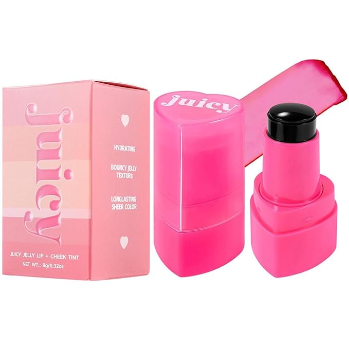 FYEBOO Cooling Water Jelly Tint Blush, Multi-Use Juicy Lip + Cheek Tint, Hydrating & Bouncy Jelly Texture, Long-lasting Sheer Color, 0.32 oz (# 09, 0.32 oz)