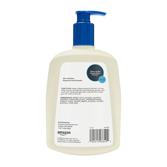 Amazon Basics Daily Facial Cleanser For Gentle Skin, Unscented, 16 Fl Oz (Pack of 2)