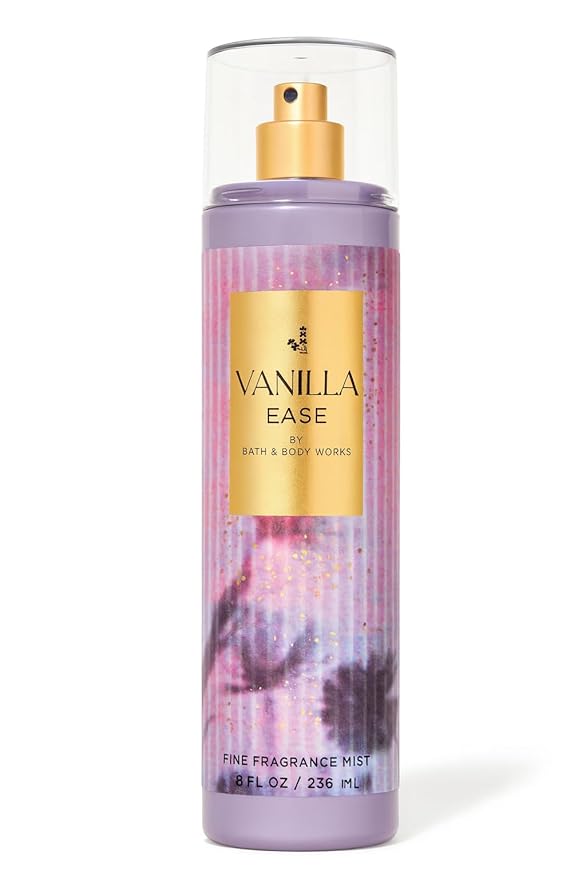 Bath & Body Works Vanilla Ease Fine Fragrance Mist 8 fl oz – Cozy Vanilla, Smoked Musk & Cashmere Blend – Body Spray for Women and Men – Long-Lasting Light Scent