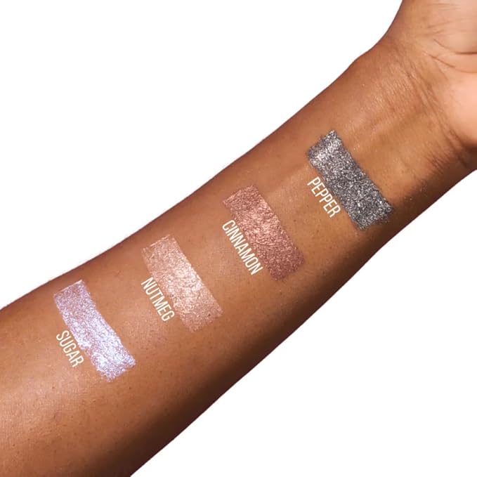 Beauty Bakerie Sugar & Spice Liquid Eyeshadow Set, Metallic Shimmer Eyeshadow, Long-Wearing Lightweight Cream Eye Shadow + Eye Primer Topper Glitter Makeup with Squalene & Glycerin, 6g, Sugar