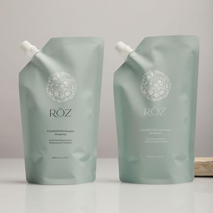 RŌZ Foundation Shampoo Refill | BPA-Free Pouch | Hydrating, Balancing & Gently Cleansing for Air Drying & Styling | Vegan, Color-Safe, Free of Silicone, Paraben & SLS | Strengthens & Nourishes