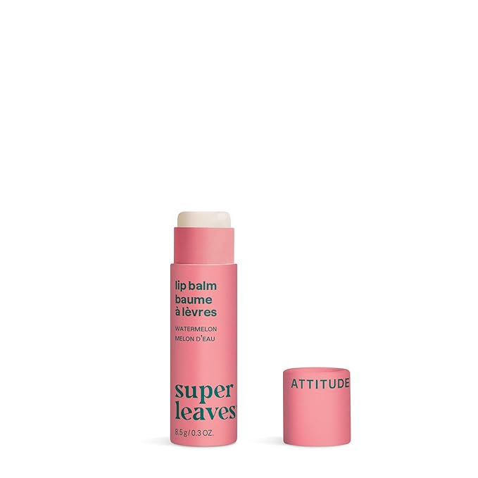 ATTITUDE Lip Balm, Natural Origin, Nourishes & Protects, Shea Butter, Coconut & Castor Oils, EWG Verified, For Dry Lips, Men and Women, Vegan, Watermelon, 0.3 Oz