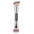 TEOYALL Dual-Ended Foundation Blending Brush, Flat Angled Kabuki and Domed Cheek Synthetic Bristles for Liquid Cream Powder