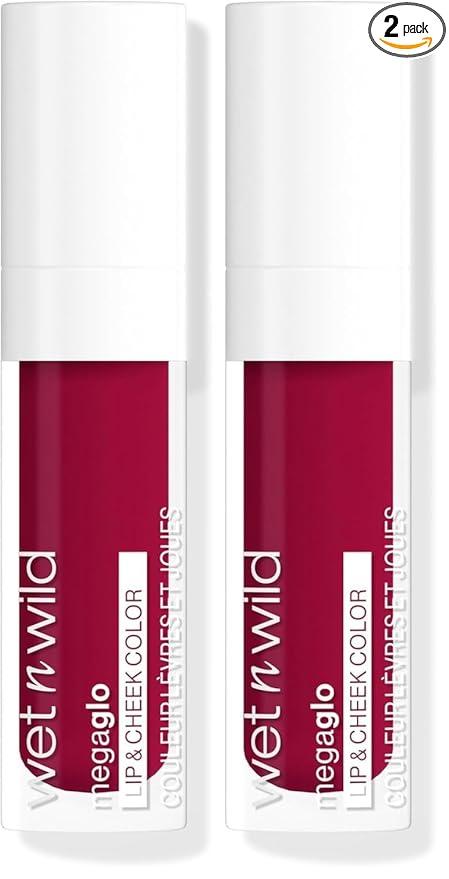 wet n wild Mega Glo Lip & Cheek Color, Creamy Berry Stain, Buildable Multi-Use Soft Matte Finish, Vegan & Cruelty-Free - Berry True (Pack of 2)