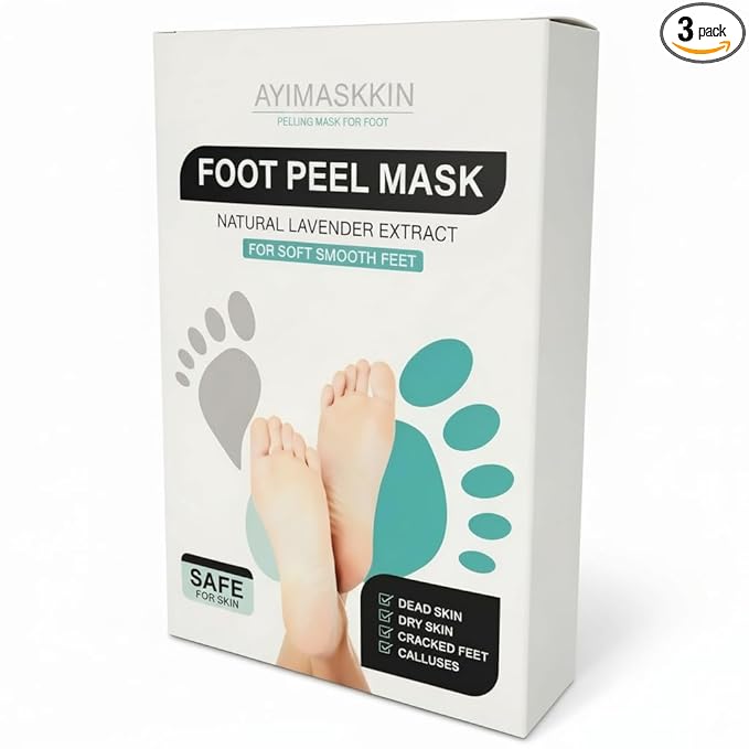 Peeling Foot Mask 3 Pack | Lavender Extract Foot Peel for Dead Skin Removal & Heel Repair | Dermatologically Tested